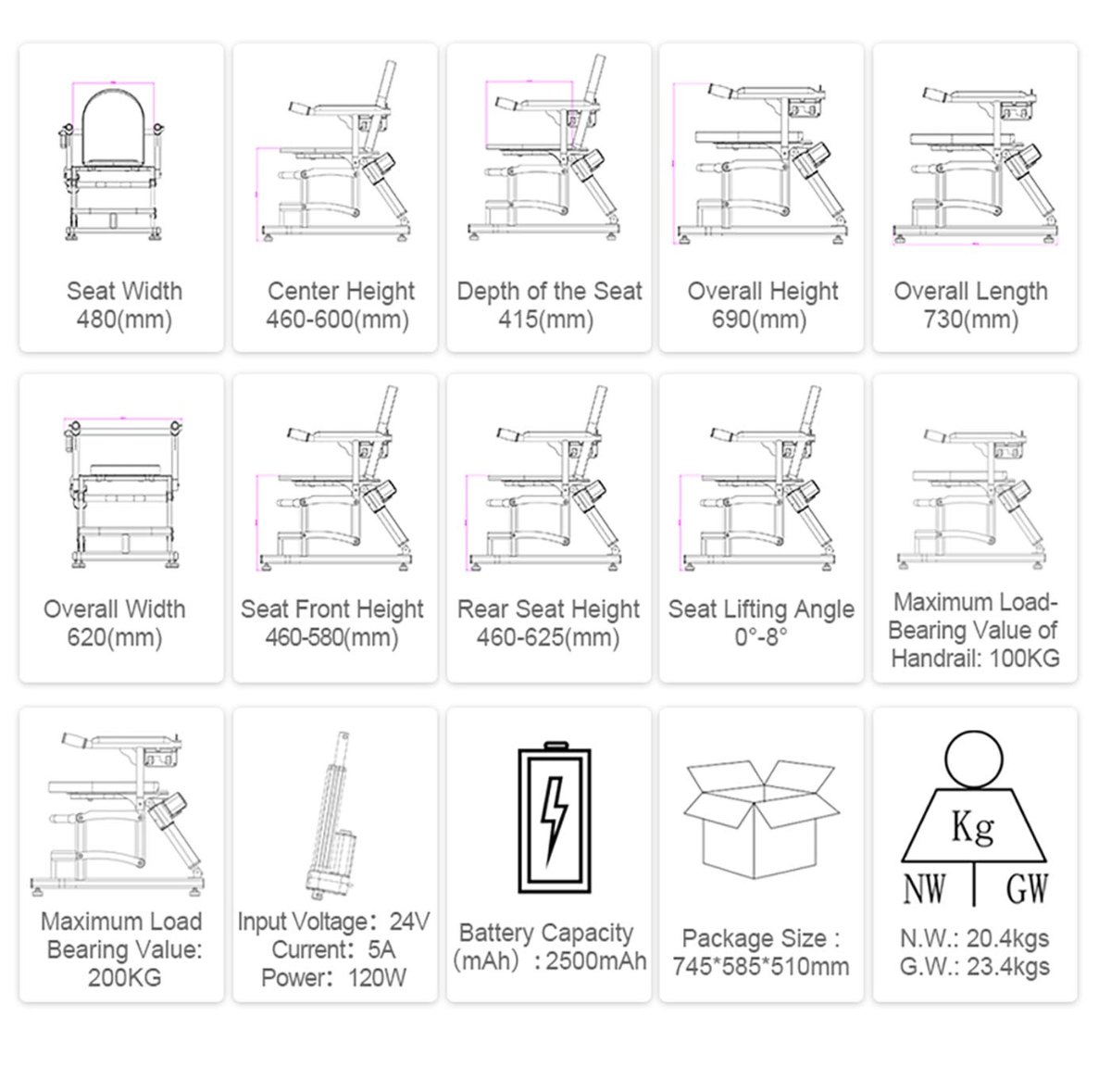Zuowei266 Electric Lift Tolit Chair