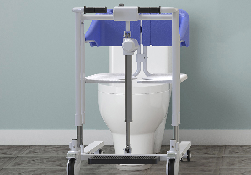 The mobile commode Patient Lift System for Home is a Portable Patient Transfer Chair with a Potty Bucket, 4-in-1 Handicapped Bathroom Mobile Shower Chair, Elderly Transfer electric Lift with 180° Split scoop up Seat and Removable pan. In order to ensure an easy transfer from a patient’s bed or sofa to a commode system or shower, the lift system’s height can be adjusted from 40 to 70 cm. The system’s overall width is 62cm so the patient has easy access to bathrooms with smaller doorways. The patient will have a back support with a pelvic belt, which adds support for a safe posture. BATH CHAIR AND COMMODE CHAIR: Convenient to use as a shower toilet since it allows the user to shower without changing seats or standing up. Commode Opening Allows quick and easy access to toileting and personal hygiene cleaning. It solves the problem of difficulty in moving the wheelchair to the sofa, bed, toilet, seat and facilitates travel, toileting, etc. The 180° split seat base allows it to effortlessly move most immobile patients, crippled people, and wheelchair users. The 12cm under-bed gap permits access beneath most beds. 150kg safe working load fits all the elderly people. SAFER PATIENT TRANSFERS: Front and rear silent casters with a lock mechanism. You can securely stop the wheelchair. The back casters are 360° movable for you to turn in any direction. The rear back seat locks is protected from accidental disengagement by the user. Thicker steel pipe support frame, 2.0 thick steel pipe, safety protection. PROFESSIONAL & HOME USE: This affordable portable patient lift is a great option for homecare equipment, and is also perfect for nursing homes and medical facilities. This product is designed to help the caregivers of people with mild to moderate physical disability to transfer between different seating surfaces, as well as for toileting.