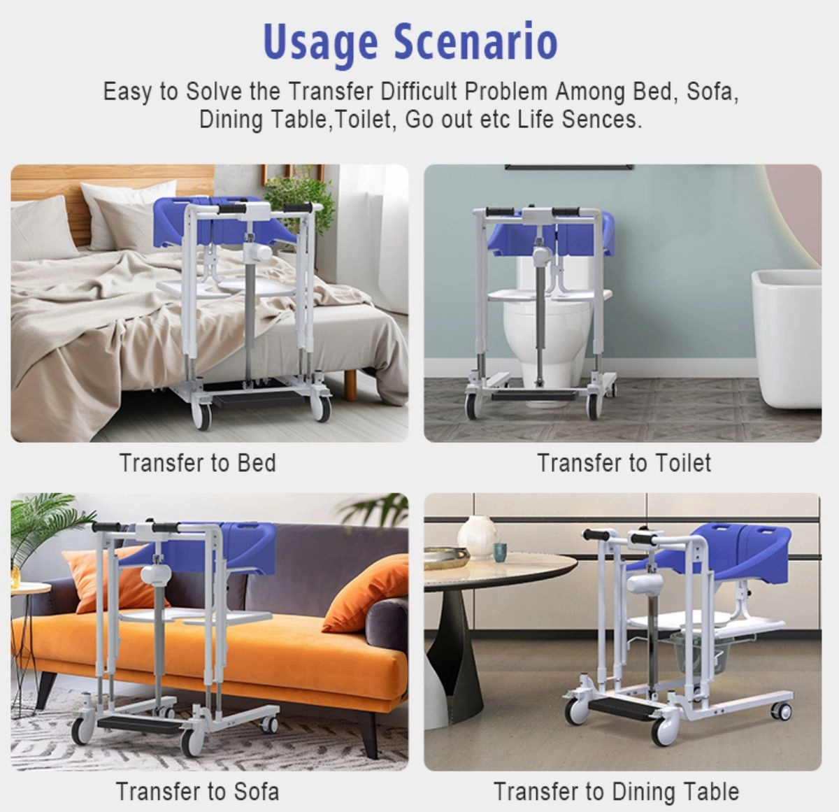 Multifunctional Heavy Duty Patient Lift Transfer Machine Hydraulic Lift Chair Zuowei ZW302-2